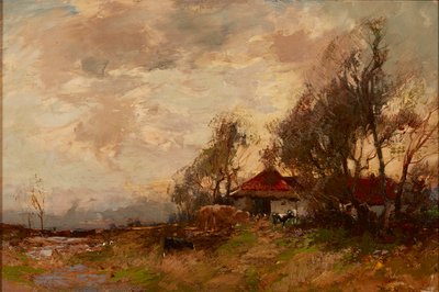 A Farm Steading (olja på duk) av William Bradley Lamond