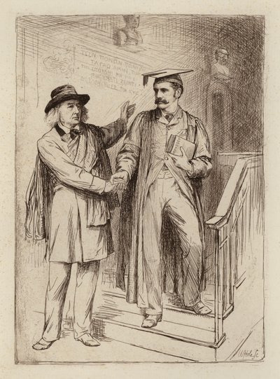 John Stuart Blackie, professor emeritus; Samuel Henry Butcher, professor i grekiska (gravyr) av William Brassey (after) Hole