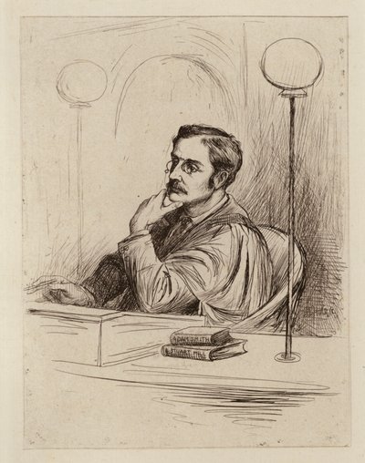 Joseph Shield Nicholson, professor i kommersiell och politisk ekonomi samt handelsrätt (gravyr) av William Brassey (after) Hole