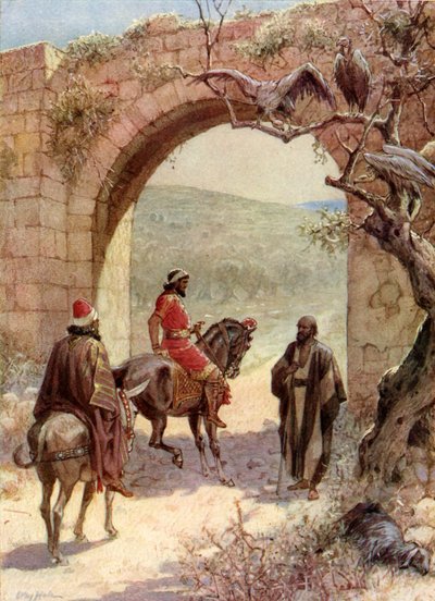 Ahab och Elia möts - Bibeln av William Brassey Hole