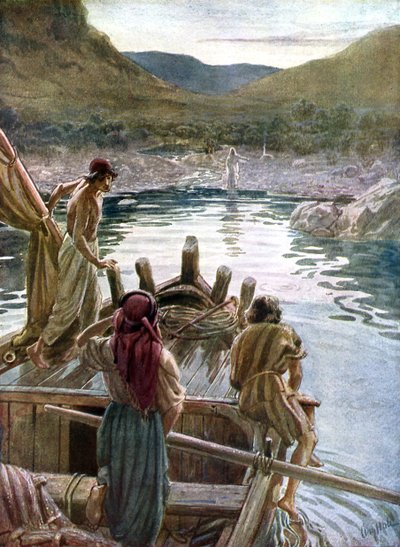 Jesus visar sig för lärjungarna vid Galileiska havet - Bibeln av William Brassey Hole