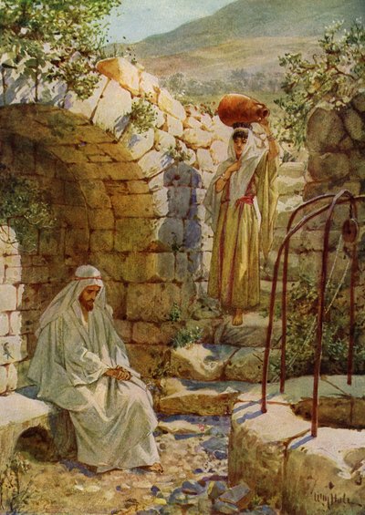 Jesus ber en samaritansk kvinna om vatten - Bibeln av William Brassey Hole