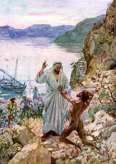 Jesus botar en demonbesatt man - Bibeln av William Brassey Hole