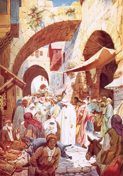 Jesus botade en kvinna i folkmassan när han var på väg till Jairus hus av William Brassey Hole