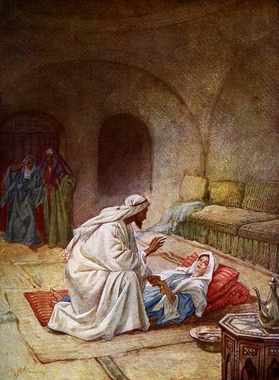 Jesus botar en sjuk flicka - Bibeln av William Brassey Hole