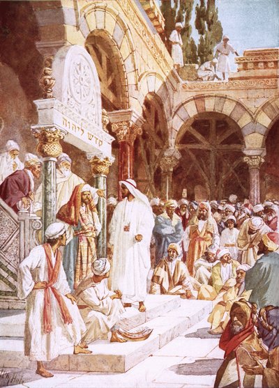 Jesus predikar i templet av William Brassey Hole