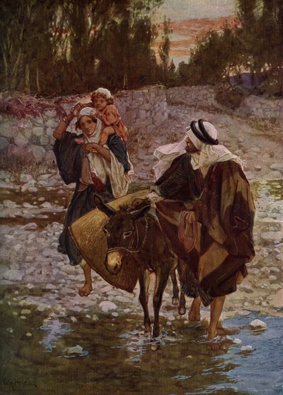 Maria, Josef och Jesus reser till Egypten - Bibeln av William Brassey Hole
