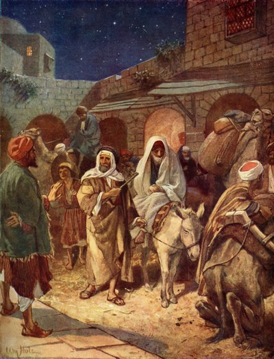 Maria och Josef går in i Betlehem - Bibeln av William Brassey Hole