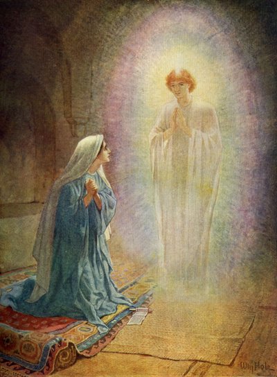 Maria ser ängeln Gabriel - Bibeln av William Brassey Hole