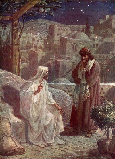 Nikodemus besöker Jesus för att höra hans lära - Bibeln av William Brassey Hole