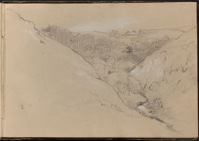 Landskap med kullar och skog av William Brockedon