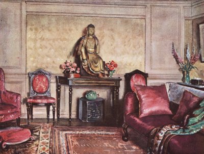 Inredning och dekoration: Ett inredningsprogram som visar en lyckad användning av rosa (färglitografi) av William Bruce Ellis Ranken