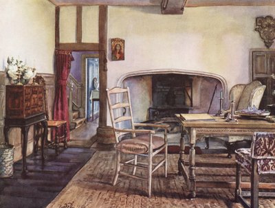 Inredning och dekoration: En vit hall (färglitografi) av William Bruce Ellis Ranken