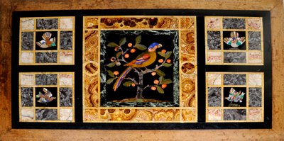 Detalj av ett bord med marmorskiva (ek & marmor) av William Burges