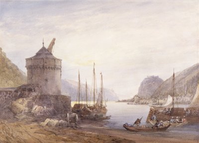 Andernach på Rhen (akvarell på vitt vävt papper) av William Callow