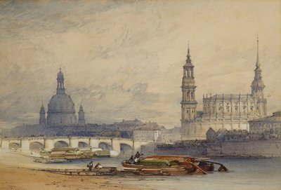 Dresden från floden Elbe, 1853 av William Callow