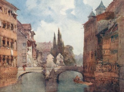 Gamla bron, Nürnberg (färglitografi) av William Callow