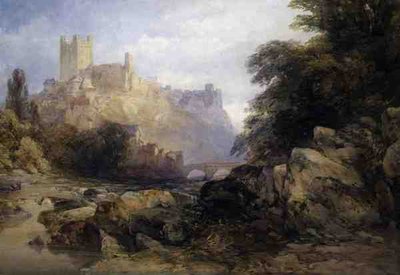 Staden och slottet från floden, ca 1860 (akvarell på papper) av William Callow