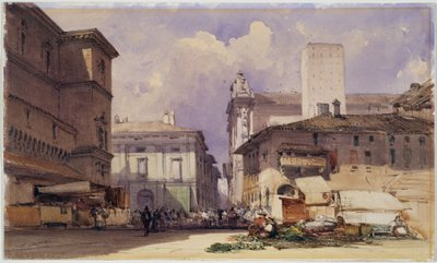 Via dell "Independenza med Palazzo Comunale, Bologna, 1892 av William Callow