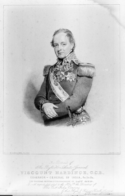 Den högra ärade generallöjtnant Viscount Hardinge, GCB, Indiens generalguvernör av William Charles (after) Ross