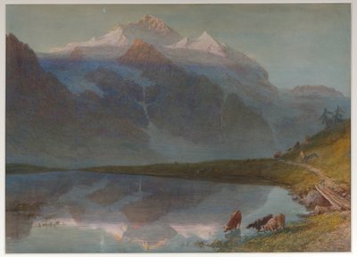 Bergsscen - Jungfrau (akvarell) av William Collingwood