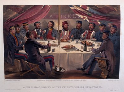 En julmiddag på höjderna före Sebastopol, graverad av J.A. Vinter, från 