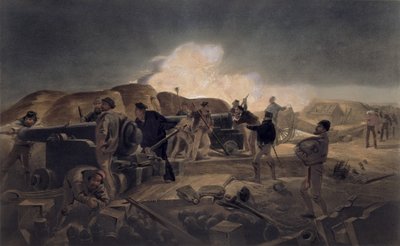 A Hot Night in the Batteries, tallrik från "The Seat of War in the East", pub. av Paul und Dominic Colnaghi und Co., 1856 av William Crimea Simpson