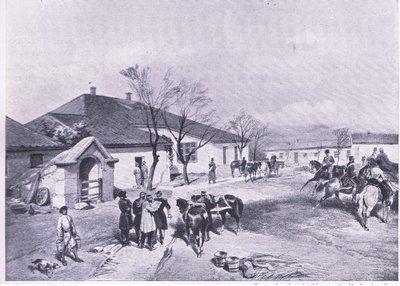 Lord Raglans högkvarter ay Khutor-Karagatch, illustration från British Battles on Land and Sea, 1915 av William Crimea Simpson