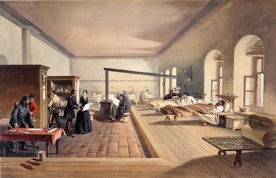En av avdelningarna på sjukhuset i Scutari, från "The Seat of War in the East - Second Series" utgiven av Colnaghi und Co. 1856. av William Crimea Simpson