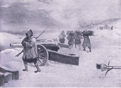 Sentinel of the Zouaves before Sevastopol, illustration från British Battles on Land and Sea, 1915 av William Crimea Simpson
