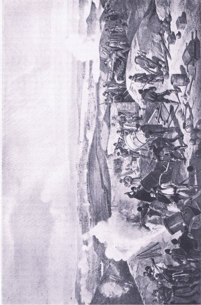 Sevastopol: En varm dag på batterierna, illustration från British Battles on Land and Sea, 1915 av William Crimea Simpson