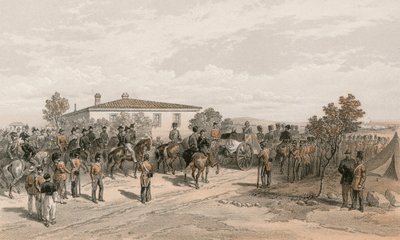 Lord Raglans begravningskort lämnar högkvarteret av William Crimea Simpson