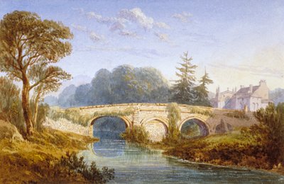 Vy över Eltham Bridge nära Eltham Palace, Woolwich, Greenwich, London, c1830 av William Crouch