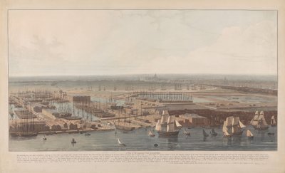 Utsikt över handelsdockorna vid Rotherhithe av William Daniell