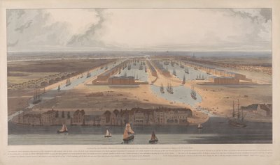 Utsikt över West India Docks av William Daniell