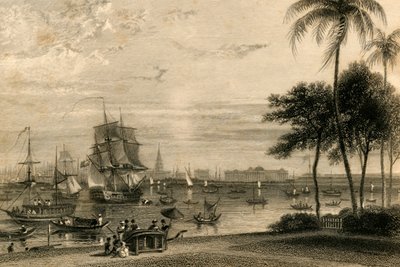 Calcutta, från Garden house reach, 1835. av William Daniell