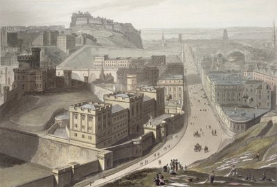 Edinburgh, från Calton Hill, från "A Voyage Around Great Britain Undertaken between the Years 1814 and 1825", publicerad 1829. av William Daniell