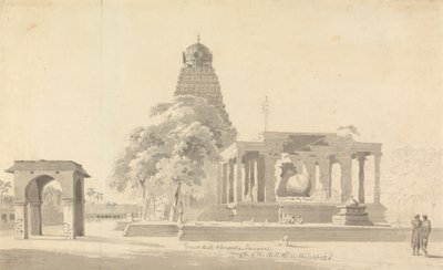 Den stora tjuren och pagoden vid Tanjore av William Daniell