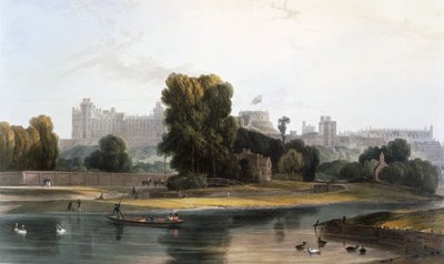 Windsor Castle från Themsen vid Eton, c1827-30. av William Daniell
