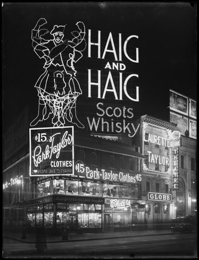 Upplyst skylt för Haig och Haig Whisky, New York City, 6 januari 1917 av William Davis Hassler