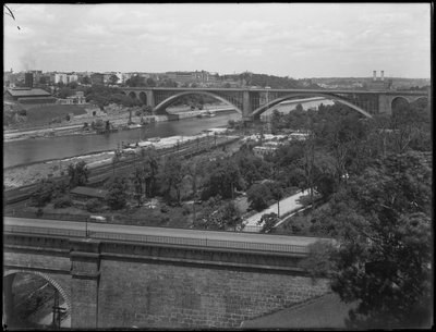 Washington Bridge, High Bridge och Washington Heights sett från Bronx, 19 juli 1914 av William Davis Hassler