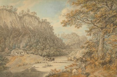 En scen i Derbyshire; Industriella verk som sträcker sig över en flod av William Day
