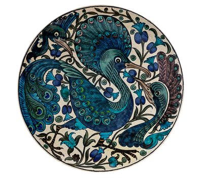 Fantastisk Peacock Tallrik av William de Morgan