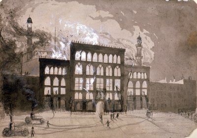 Brand på Alhambra Theatre, Leicester Square, London, 1882 1883 av William Dickes
