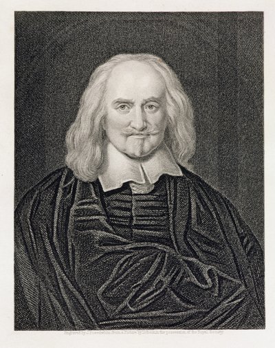 Porträtt av Thomas Hobbes (1588-1679) graverat av James Posselwhite (1798-1884) utgiven av William Mackenzie. av William Dobson