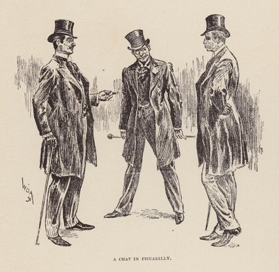 En pratstund i Piccadilly (gravyr) av William Douglas Almond