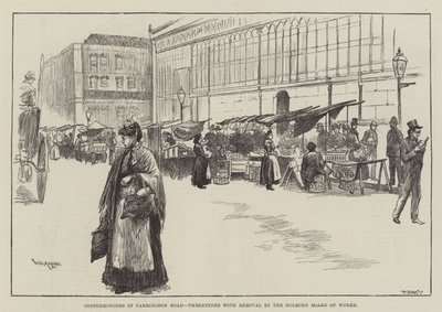 Costermongers i Farringdon Road, hotade med borttagning av Holborn Board of Works av William Douglas Almond