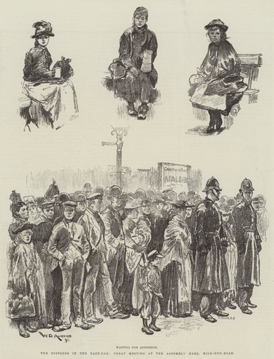 The Distress in the East-End, Great Meeting at Assembly Hall, Mile-End-Road av William Douglas Almond