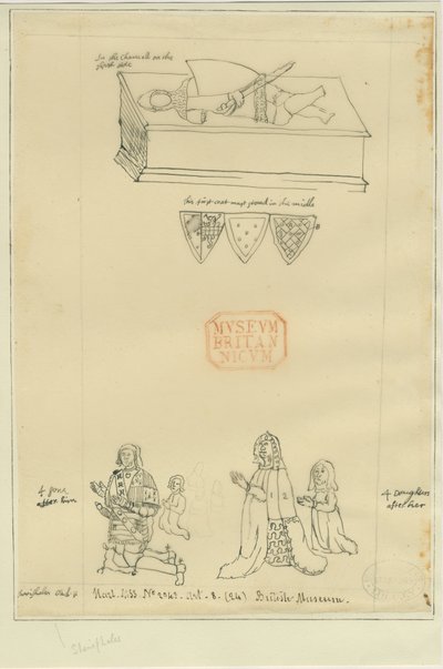Tamworth Church - Tomb: spårning i bläck, och [?1600-talet] (teckning) av William Dugdale