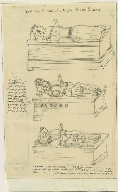 Tamworth Church - Tombs: spårning i bläck, och [?1600-talet] (teckning) av William Dugdale